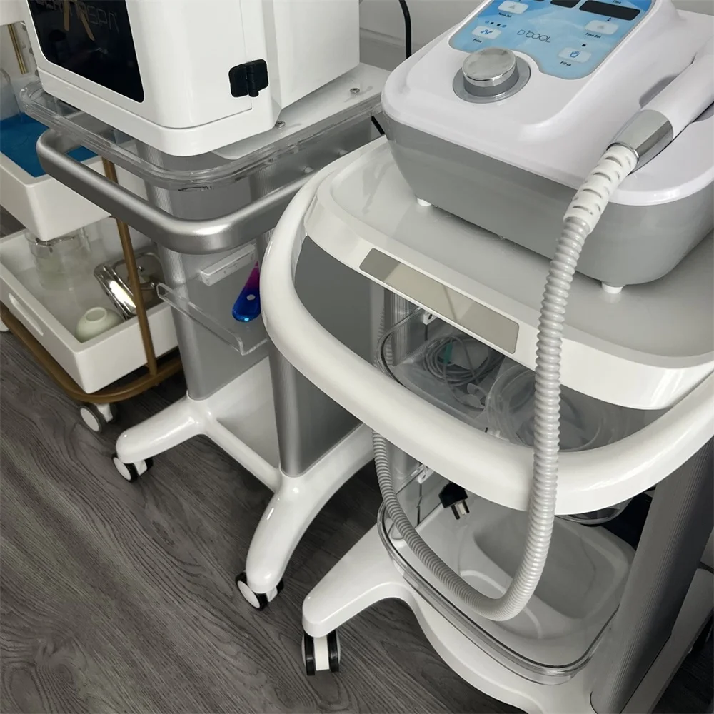 Hot Sale Aluminum salon trolley Stand Glass Beauty Metal Locking Salon Trolley