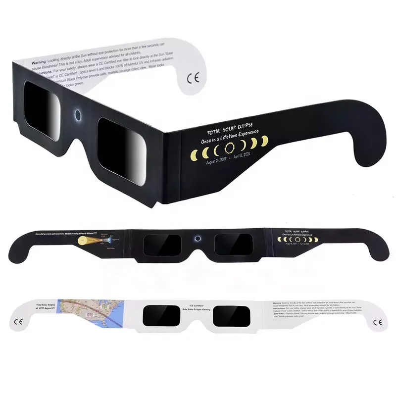 2024 New products Wholesale ISO Certified Solar Eclipse Viewing Glasses Custom Printed Paper Solar Eclipse Glasses