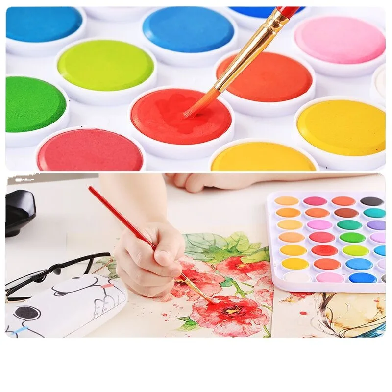 2024 Hot Sale 12 Colors Non-toxic Easy Coloring Washable Watercolor Paint Set for Artists