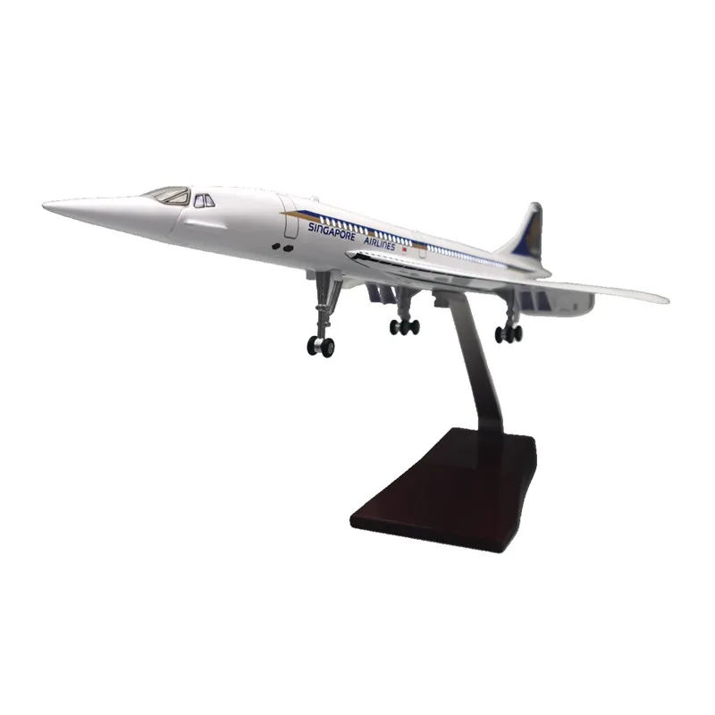 Resin Material Large Scale 1:125 50cm LED Light Rechargeable Concorde Supersonic Singapore Airline Aircraft Model