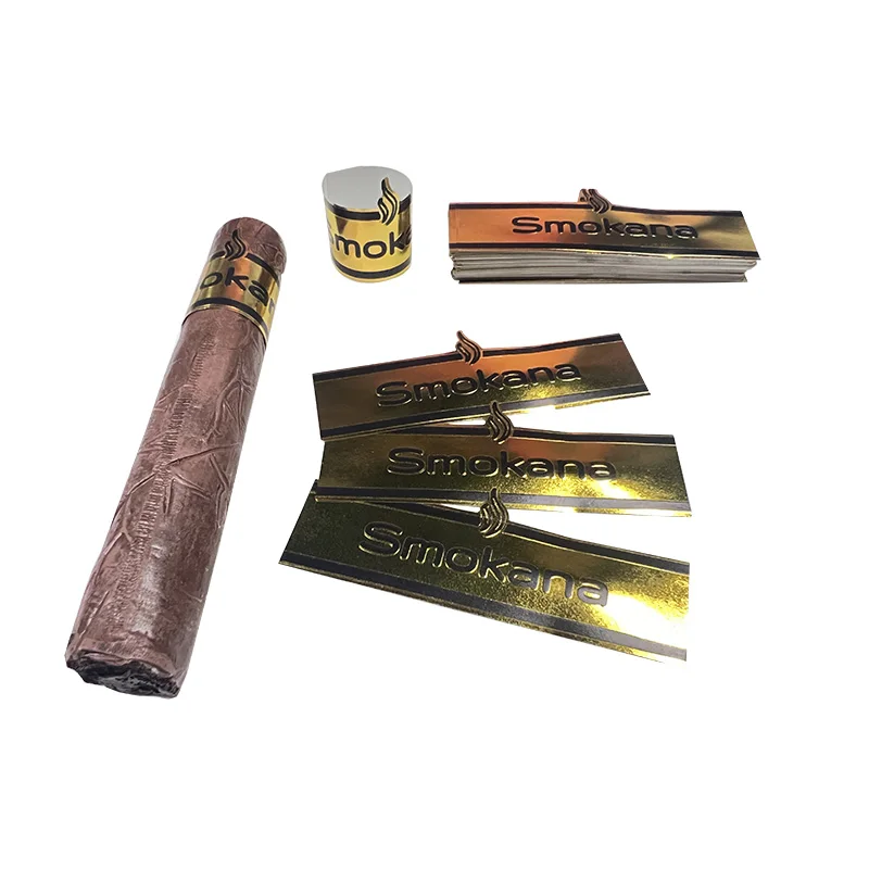 Cigar anillos Label Custom  Gold Foil Oil Painting Embossing Cigar Band Rings Label  Die Cut Sticker  Recyclable/Biodegradable
