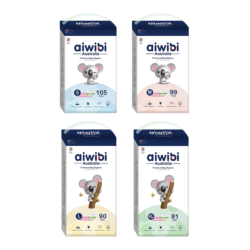 AIWIBI Baby Diapers/Nappies Disposable a Grade Quality Nappies Made in China Free Samples Available for NB Size Children