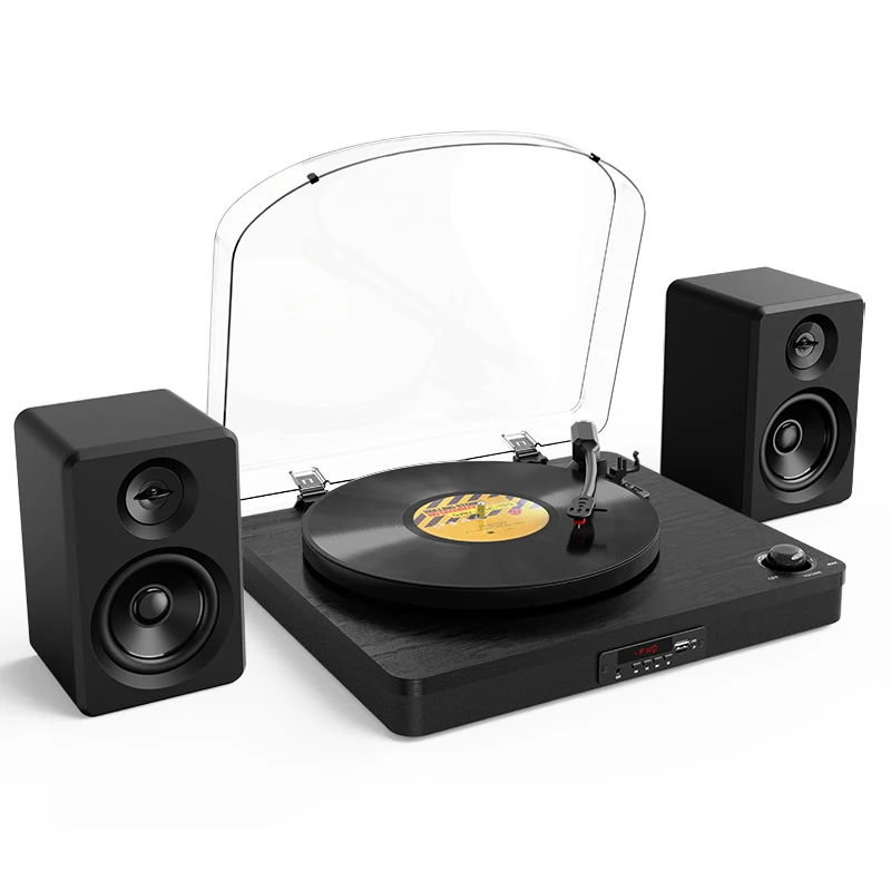 Factory Price Bluetooth  Vinyl Turntable Player Record Player Dust Cover  Home Audio Hifi  Stereo Speakers