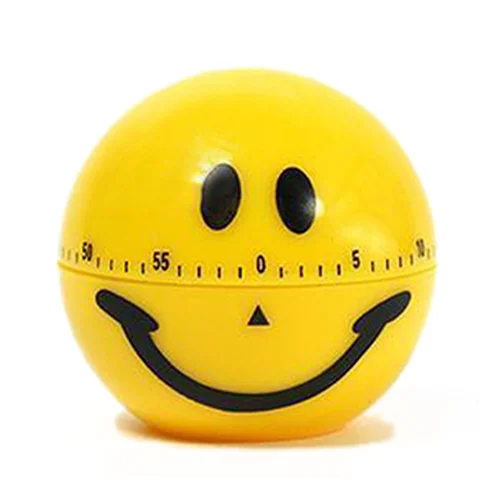 Orange Plastic Smiling Face Mechanical Kitchen Timer