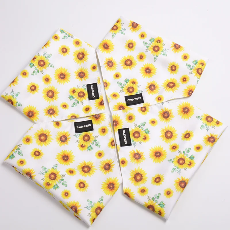 Double Sides Printing Soft Comfortable Adjustable Flat Stitching Dog Bandana Kerchiefs