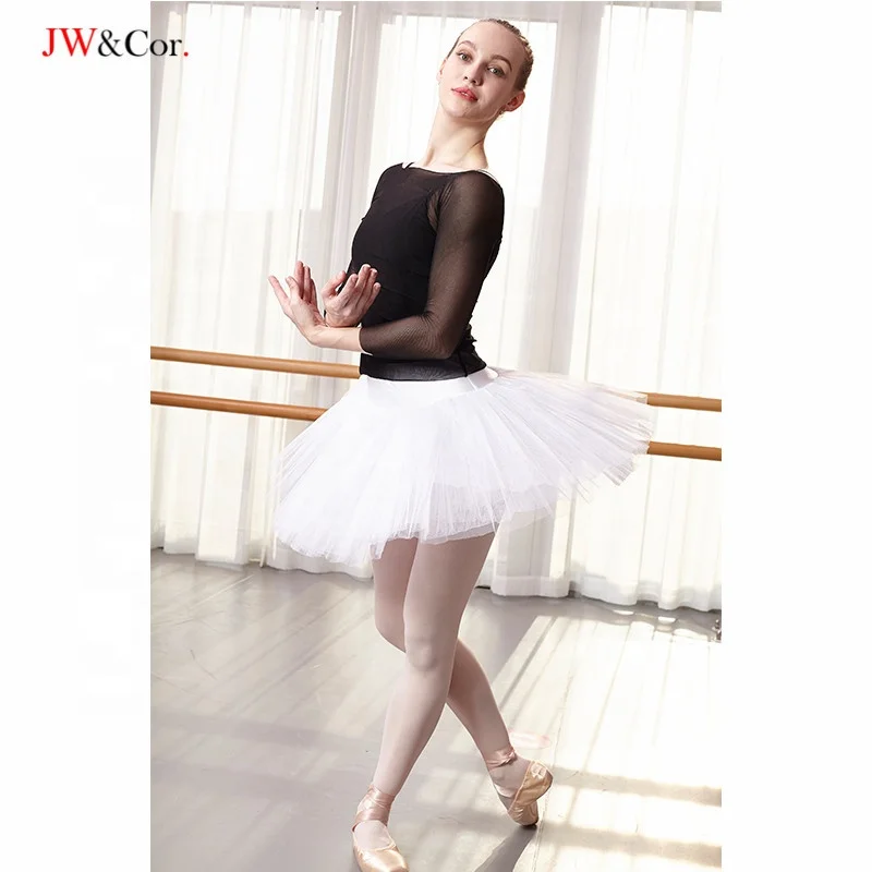 JW Girls classical ballet wrap top breathable sexy ballet practice dance wear warm up long sleeve overall mesh ballet top