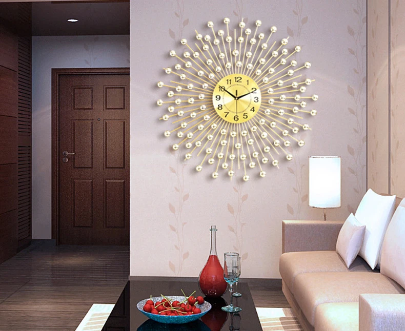 Modern Decorative Wall Clocks Golden Metal home decor wall Clock for Living Room