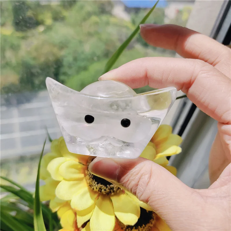 Wholesale Natural rose quartz clear crystal gold ingots ancient Chinese coins for souvenirs