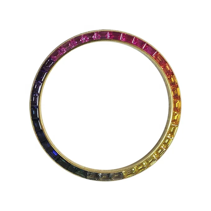 High-quality hot sell day Date rainbow bezel watch modified original ceramic bezel to be Automatic gemstone wrist Watch Bezel