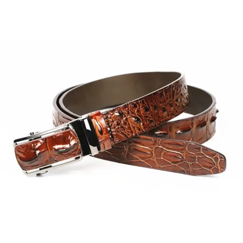 crocodile print  genuine leather belts for men design belt custom logo brown and black 100% genuine belt factory China