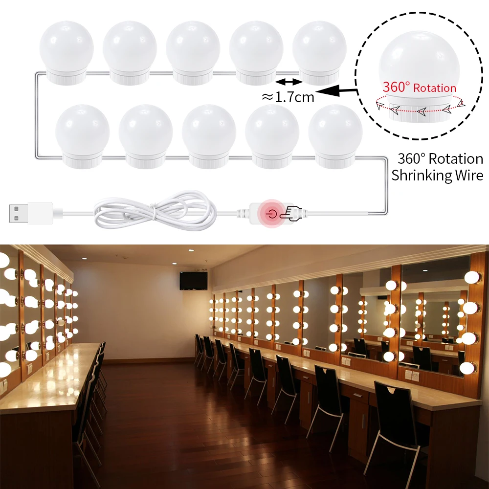 Smart Bathroom Cosmetic Vanity Mirror Led Light Bulbs With Dimming Function