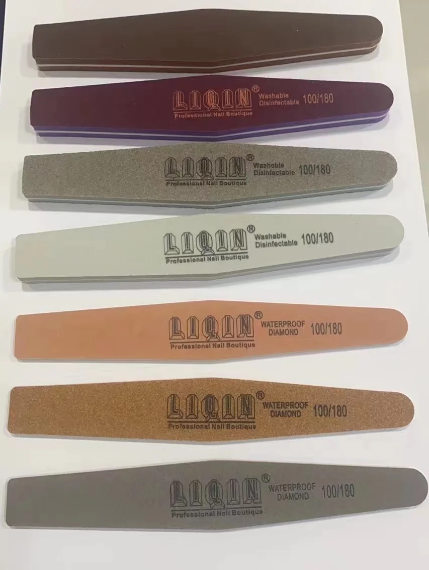 High quality double-sided 100/180 grits nail file private label yellow brown color strong professional customize nail file
