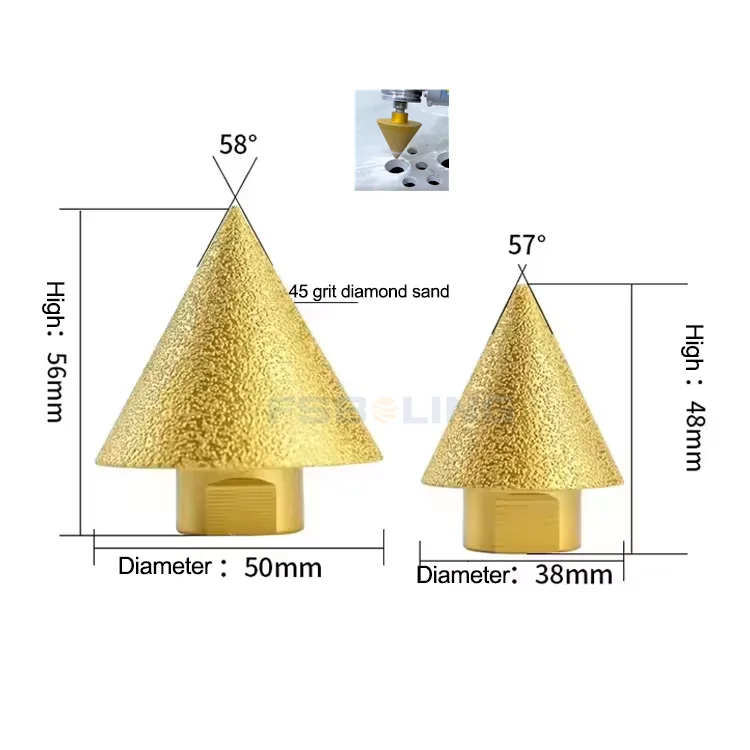 Diamond chamfering tool conical umbrella grinding bit ceramic tile marble quartz stone reamer grinding milling hole drills