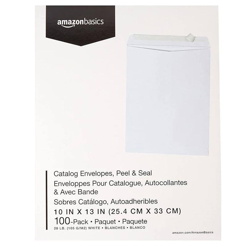 
Catalog Mailing Envelopes With Peel & Seal 10x13 Inch Large Size White Envelopes 100 Pack/Box 