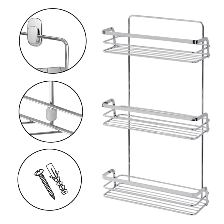 Стойка к ржавчине 3 уровня для ванной комнаты настенная полка для ванной комнаты металлическая проволока