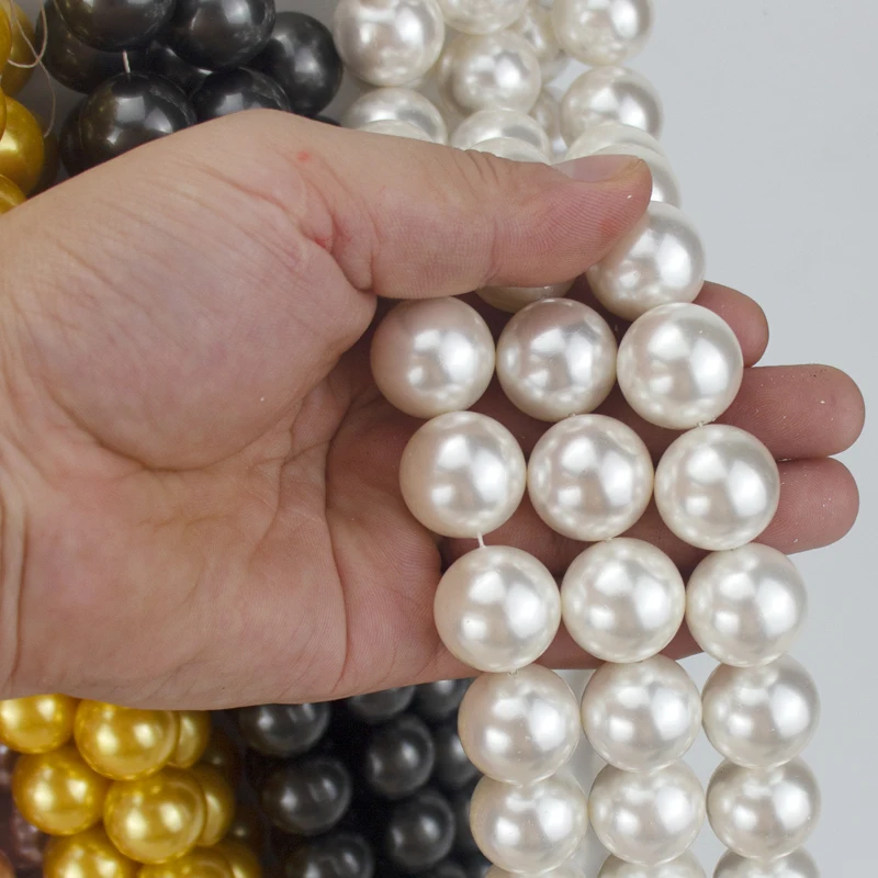 Large 20mm Round Multi Color Loose Imitation Shell Pearl Chain For Jewelry Making For Ladies