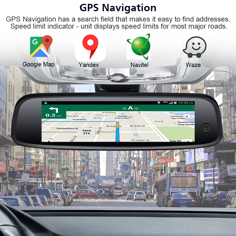 4G WiFi 7.84' FHD 1080P Rearview Mirror Special Bracket Auto DashCam 3 Camera 2+32GB Android 5.1 ADAS Car DVR for Taxi  Dashcam