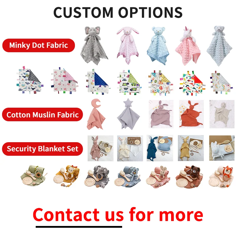 Ins Hot Sale Soft 100% Organic Cotton Bunny Bear Animal Knitted Security Blanket Baby Comfort Toy Blankets For Newborn