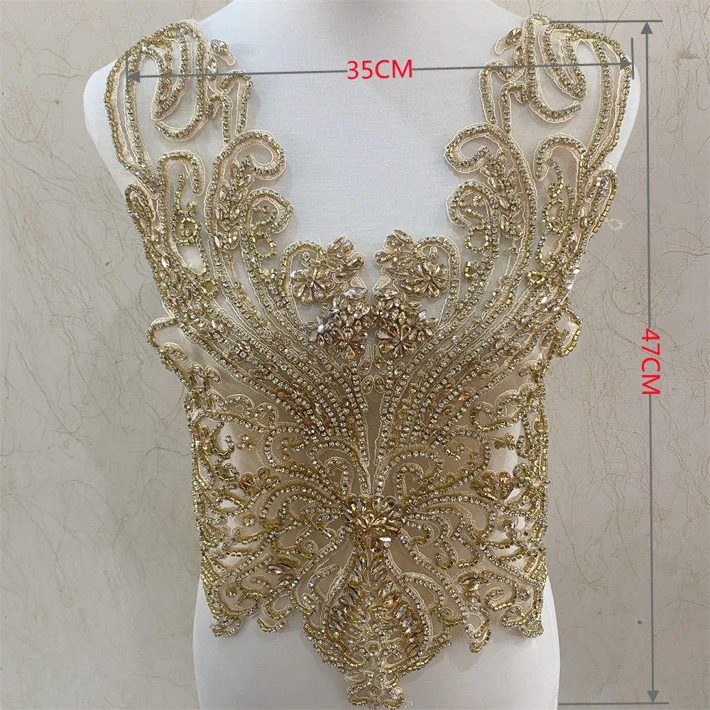 More colors High quality Handmade crystal rhinestones wedding collar appliques  for clothes decoration