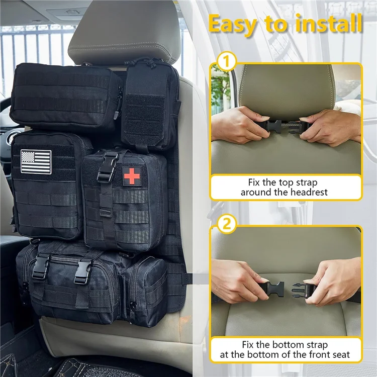 Universal Vehicle Seat Protector Cover Tactical Multifunction Front Car Back Seat Storage Bag Car Truck Back Seat Organizer