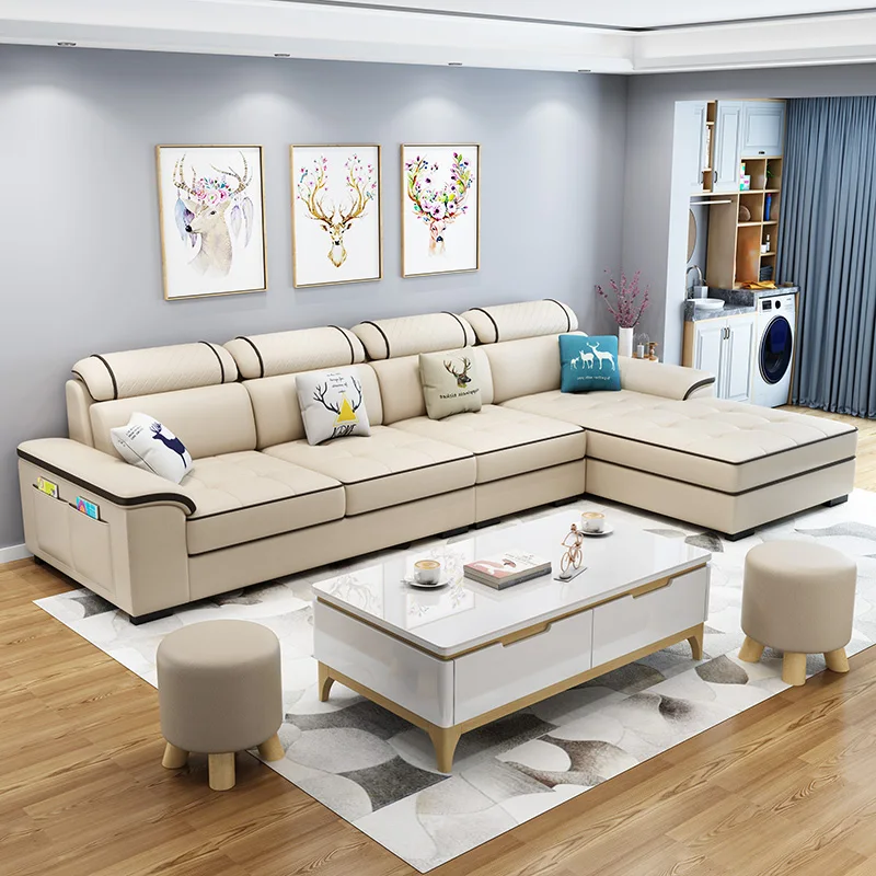 Modern Customized Corner Combination Customized Upholstered Sofa L Shaped Living Room Sets