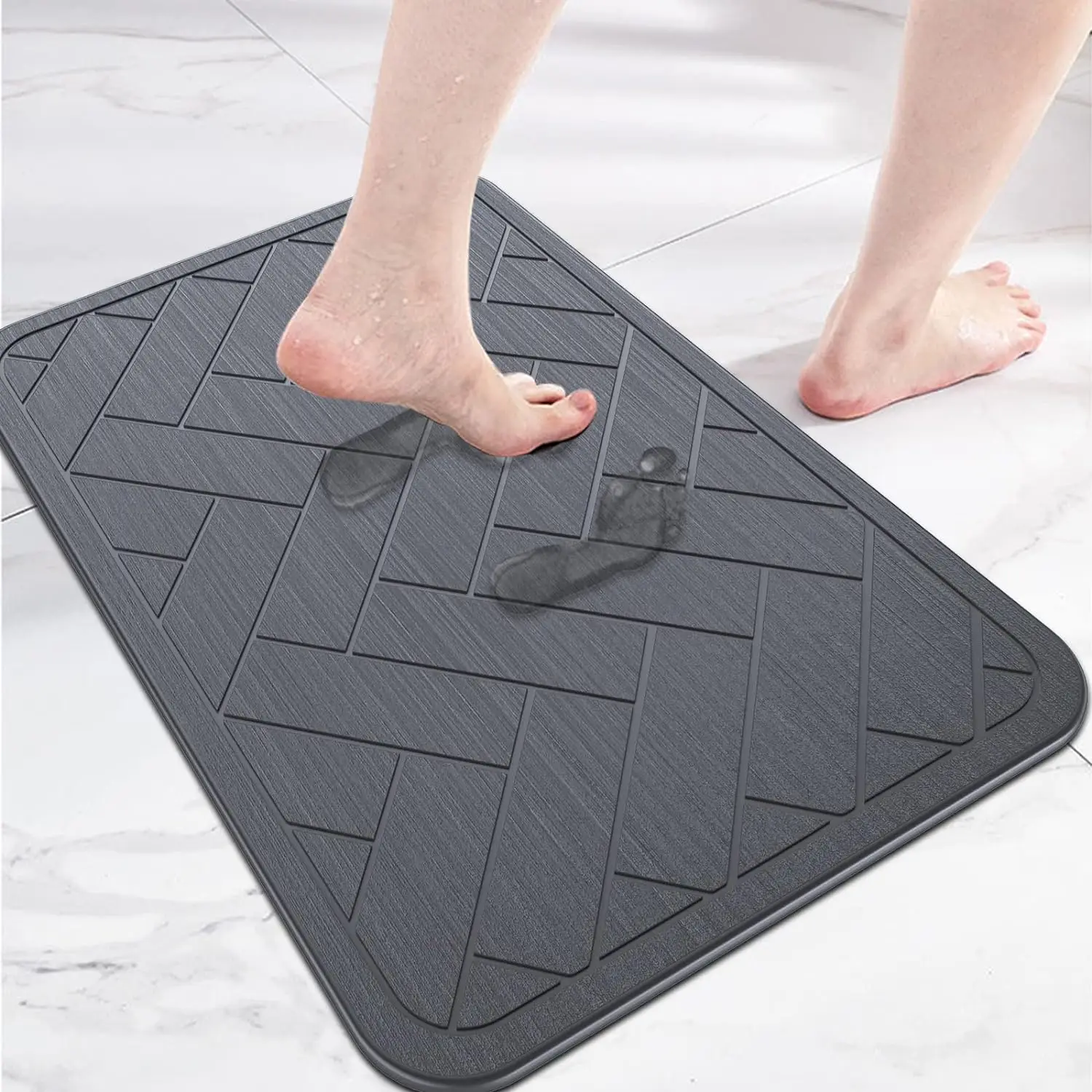 Bath Stone Mats Diatomaceous Earth Bath Mat Fast Water Drying Super Absorbent Diatomite Mat with Non-Slip for Bathroom Floor