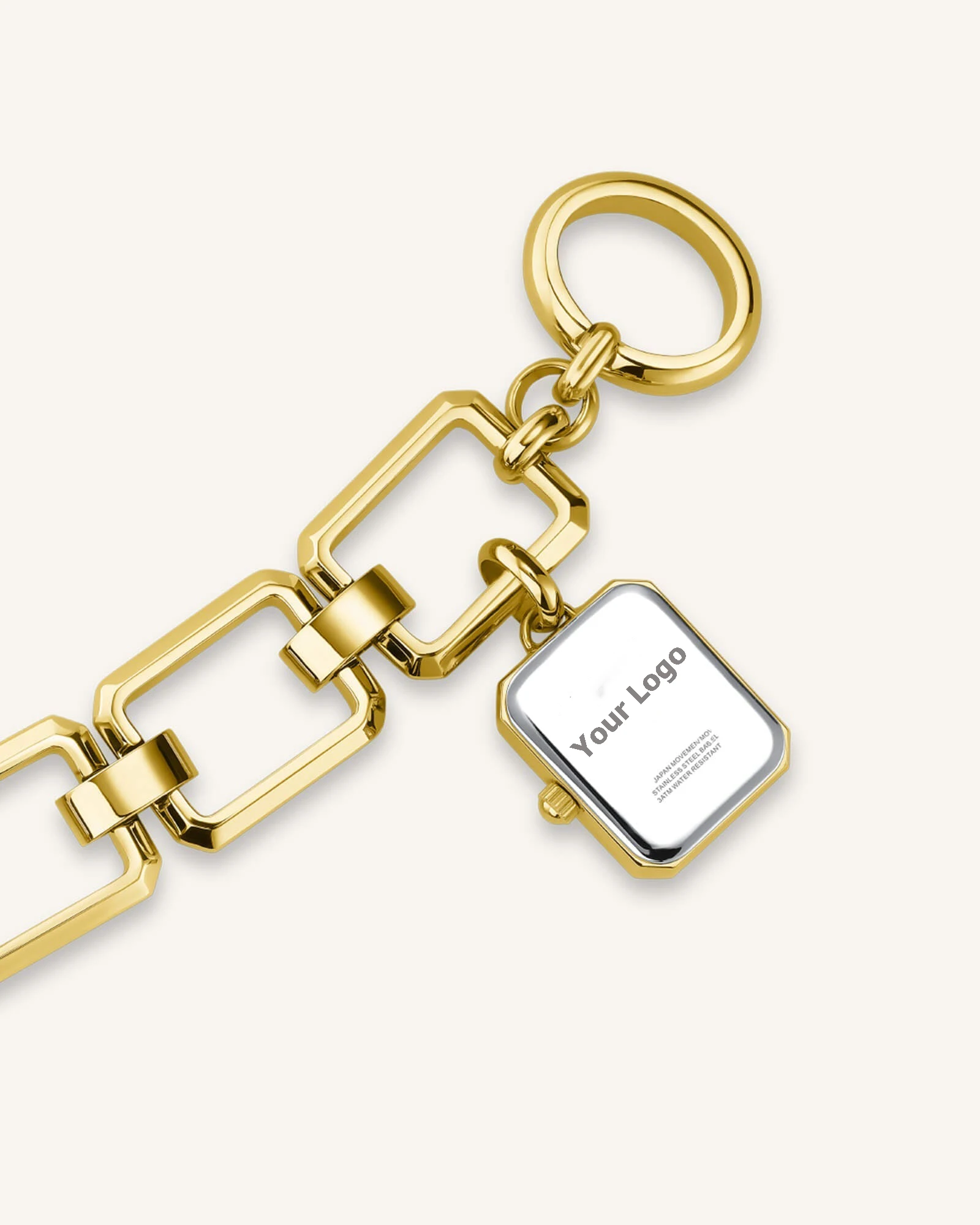 18K Gold Plated Stainless Steel Lady Watch CZ Link Chain Women Quartz Watch Bracelet Watch Pendant Jewelry Gift