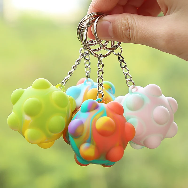 2022 Newest 3D Ball Shape Push Fidget Toy Mini Keychain Play Keychain Big Fidget Toys