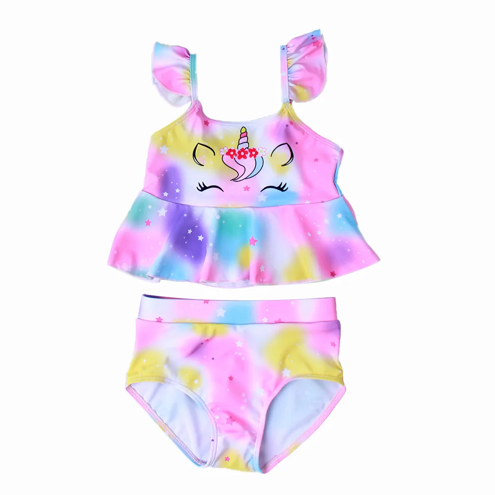 Factory wholesale High quality Two pieces fashion swimwear Suspended swimsuit Colorful Unicorn skirt for girl