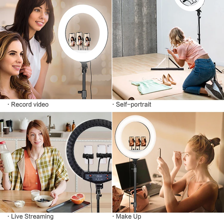 Drop Shipping Portable Rgb 18Inch 45 Cm Vlog Selfie Ring Light Led Makeup Circle Fill Light Ring Light With Tripod Stand