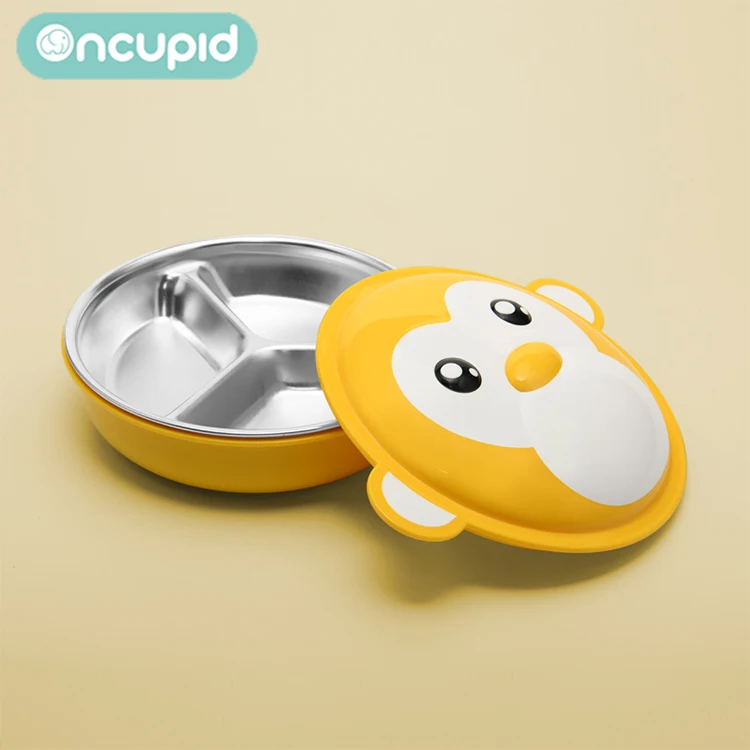 Stainless Steel Plastic PP Baby Food Keep Warm Plate  Kid for food plate