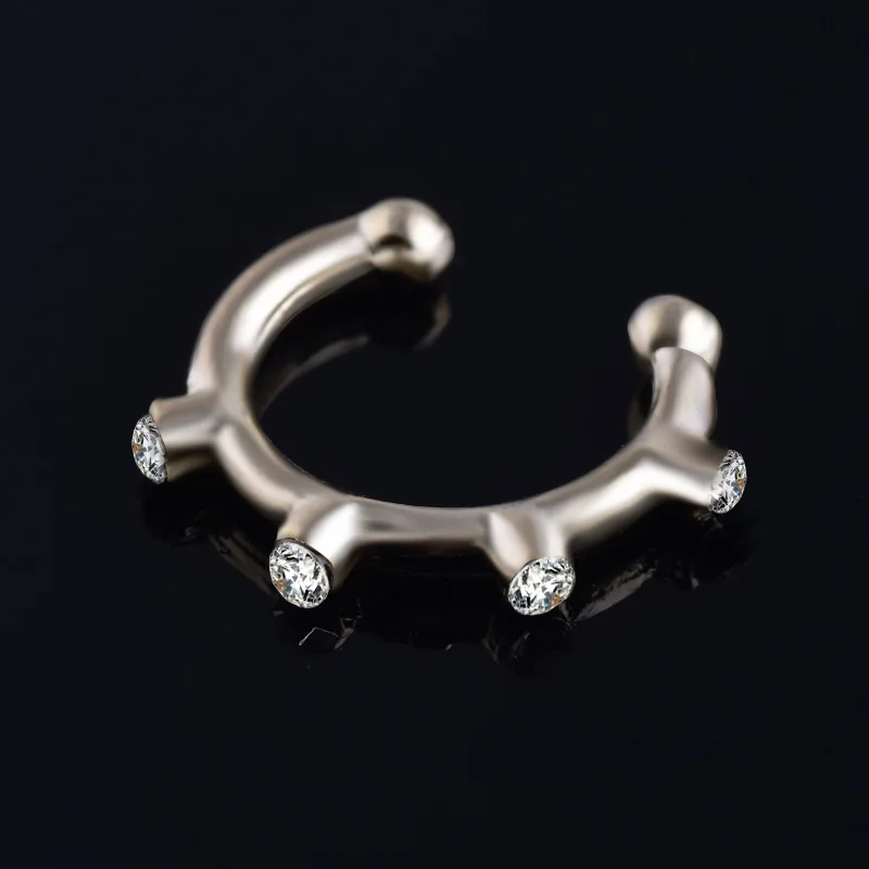 C type diamond - set alloy nose ring nose nail wholesale rose gold U-type online small order custom piercing jewelry