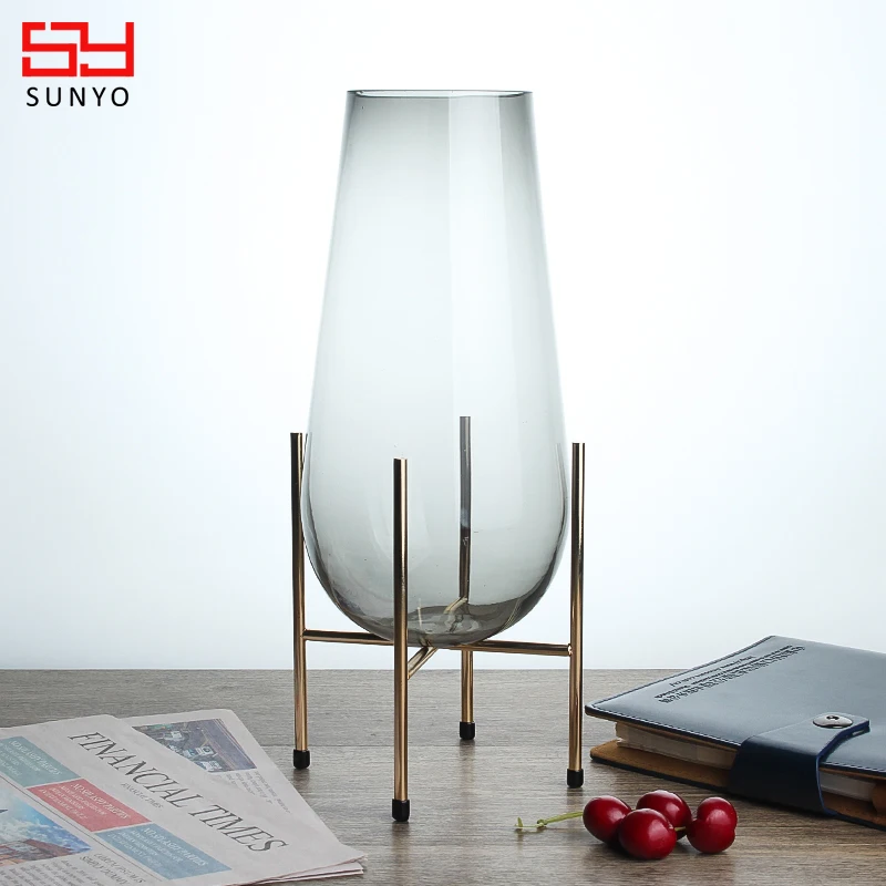 Sunyo Modern Styling Egg Shape Glass Vase Hand Blowing Lead Free Round Bottom Vase Decor Vase For Home And Wedding Decorative