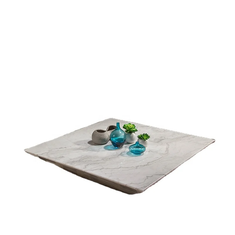 Foshan Shunde Furniture Factory Direct Sale White Marble Modern Square Coffee Table