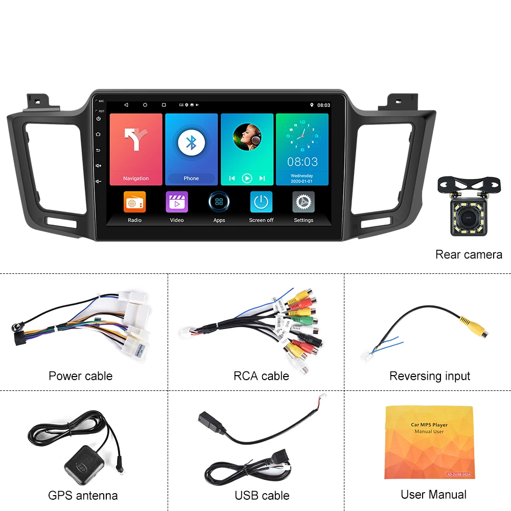 2 Din 10.1' Android 11 Car Radio Stereo 2 Din Radio Car Carplay Android Auto WIFI GPS AHD Cam For Toyota RAV4 2013-2018