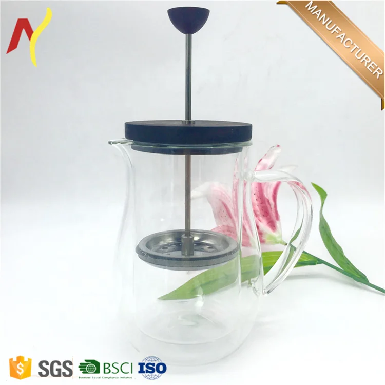 Wholesale (20 oz) Double-Walled Borosilicate Glass Coffee and Tea French Press with Lid