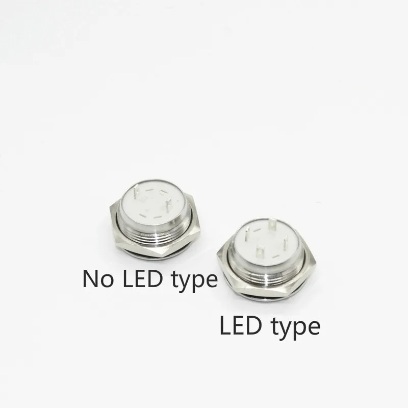 Кнопочный переключатель из нержавеющей стали, светодиодный сенсорный переключатель для подъема, мгновенный запуск, самосброс, 12 мм, 16 мм, 19 мм, 22 мм, 25 мм, 30 мм