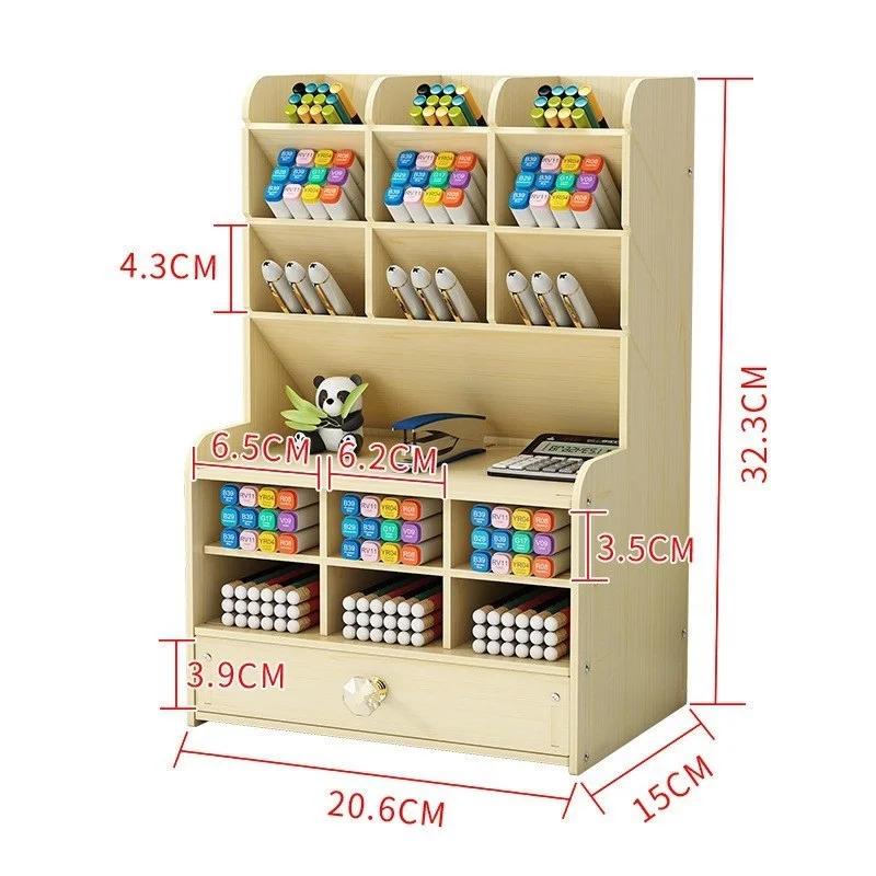 Pencil Holder Home Office Supplies Drawer DIY Desk Office Stationery Desktop Art Supply Organizer Wooden Pen Organizer