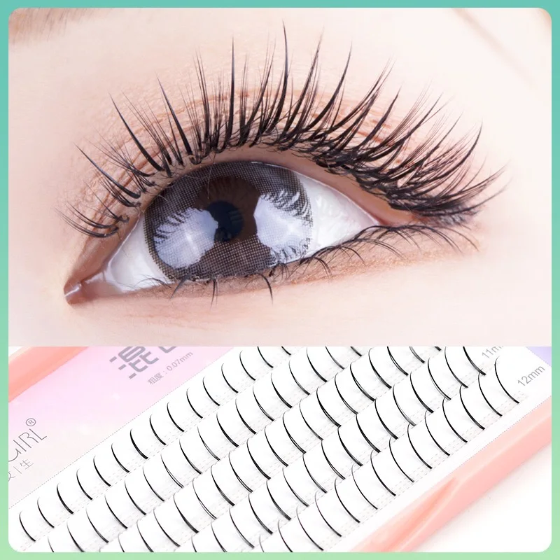Wholesale natural long thick soft lashes remade fans eyelashes A Y W YY Shape fish tail eyelash extension