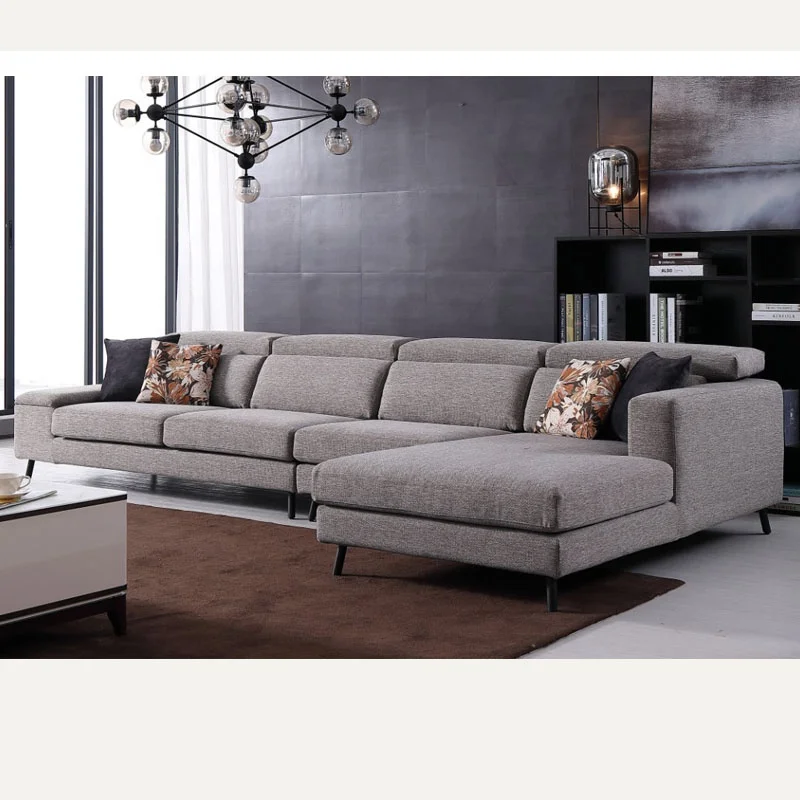 Modern Modular Corner L-Shape Fabric Sectional Sofa Set for Living Room Hotel or Apartment Stylish Wood Design for Bedrooms