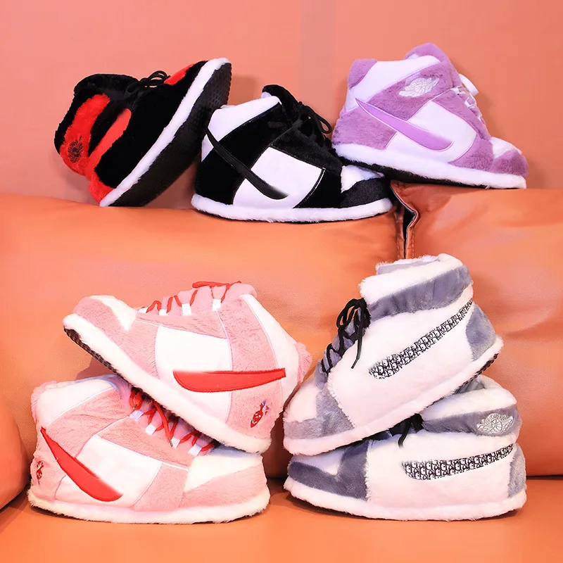 Free Ship Fat Head Cotton Slippers A Cone Winter Couple Net Red Bread Shoes ajky Coconut Men and Women Plush Warm Cotton Shoes