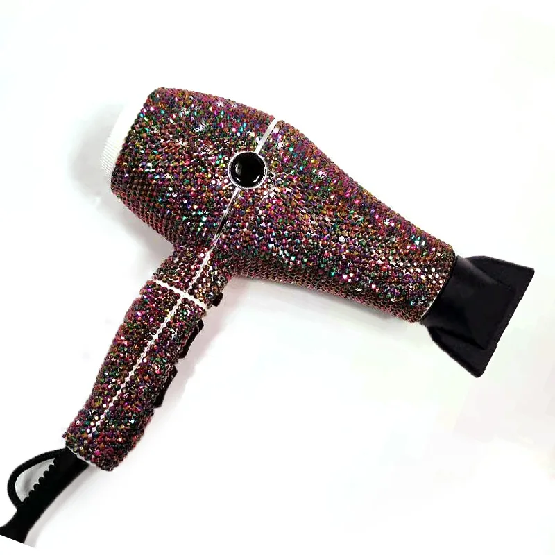 Custom Professional DC Motor Hair Dryer Bling Crystal Hot Blow Dryer
