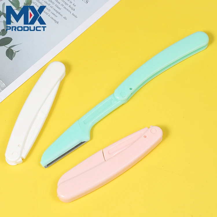 Lameila 3 Pcs Foldable Hair Remover Eyebrow Razor Trimmer Facial Eyebrow Razor Set Stainless Steel Dermaplaning Tool