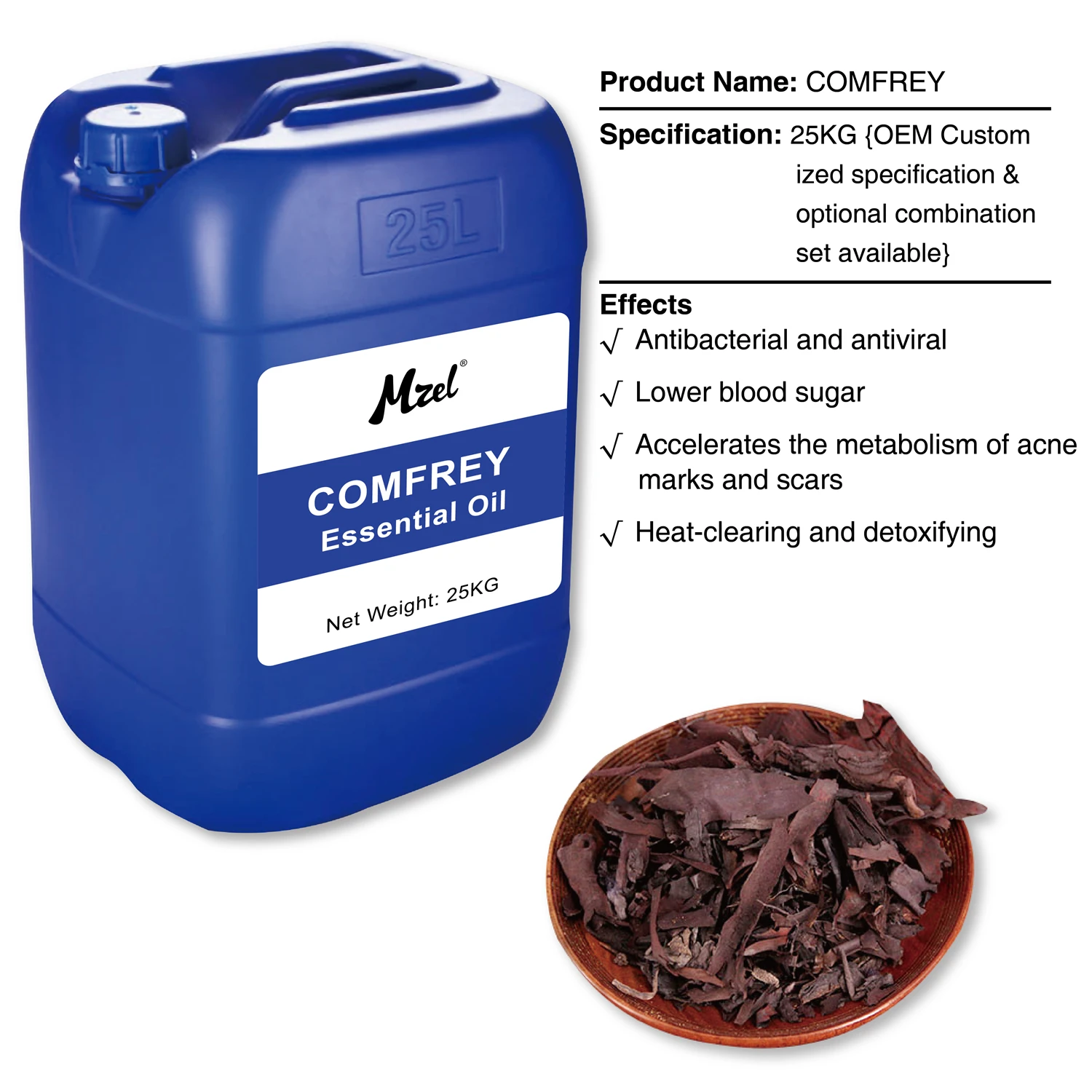 Mzel Wholesale Organic Comfrey Oil 100% Pure Natural Comfrey Essential Oil for Skin Hair Body