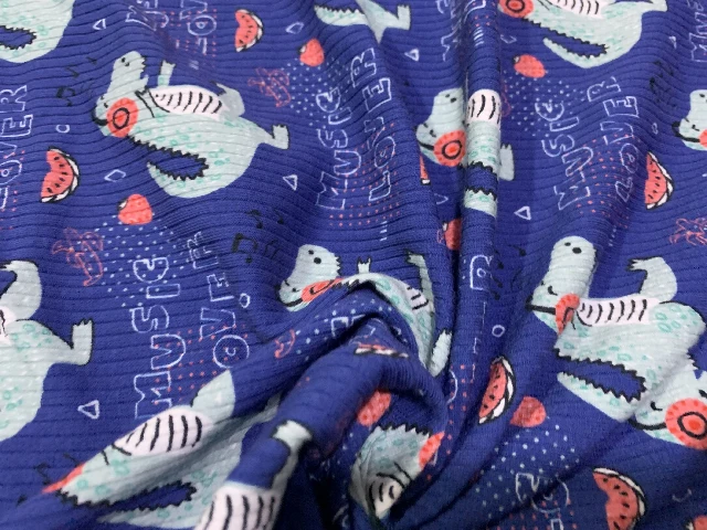 Нет минимального заказа трикотажная ткань в рубчик 95 хлопок 5 спандекс эластичная с принтом