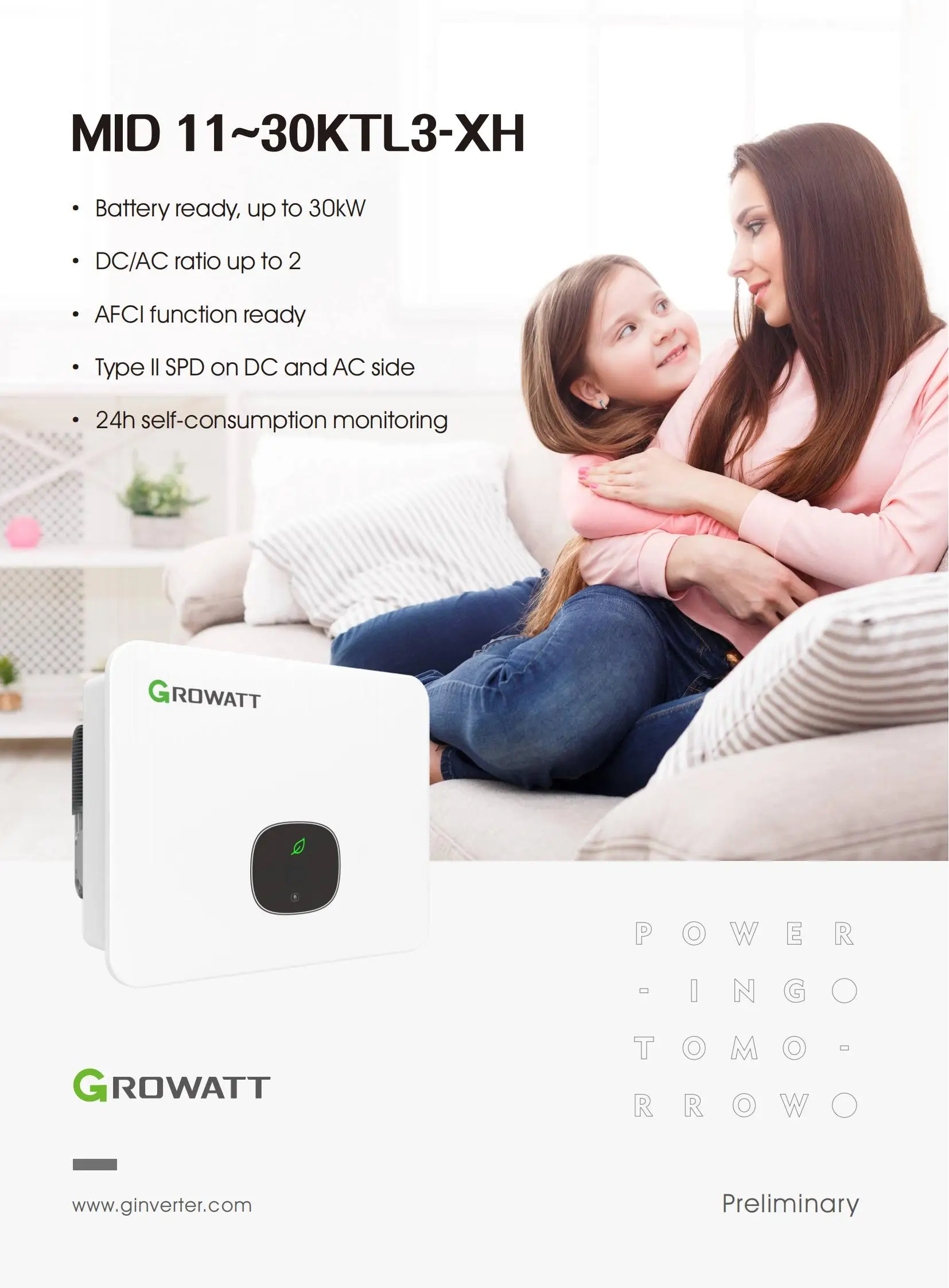 Growatt 3 фазы на сетке солнечные инверторы в середине 11-30KTL3-XH 12 кВт 15 20 25 с батареей ARK XH для солнечной системы