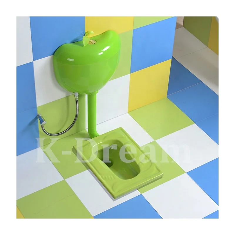 
Green colored boys toilet ceramic squat pan children use wc sanitary ware 