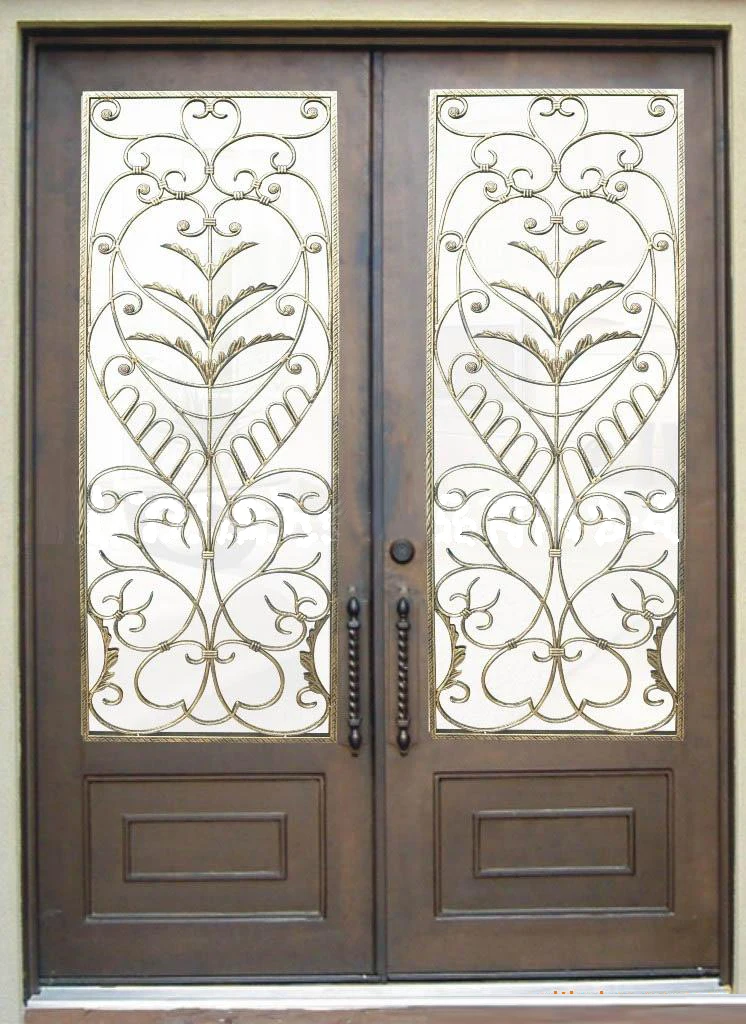 XS12-041 Glass swing entry double  wrought iron front door security doors