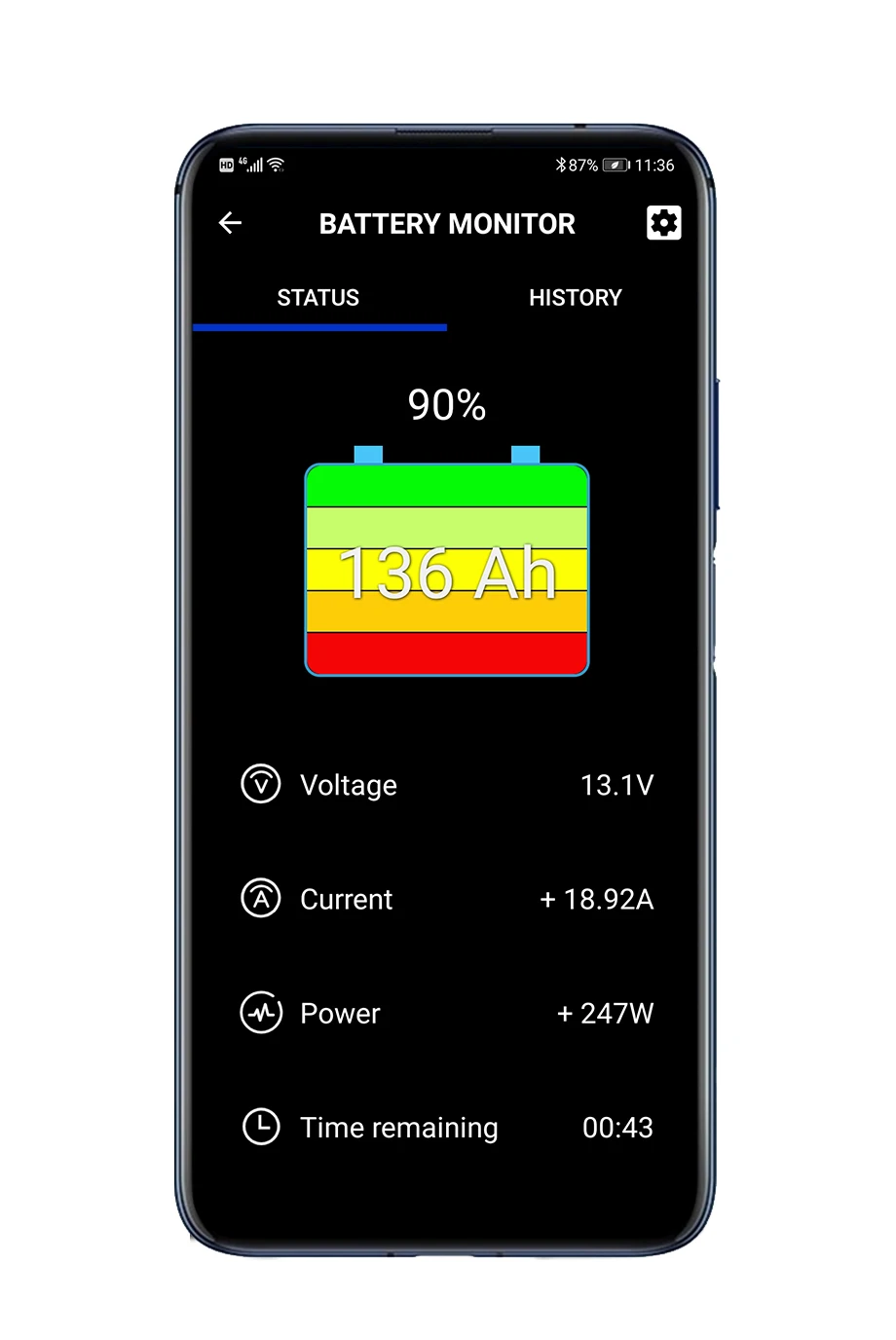 Battery capacity monitor voltage percentage 12v gel 48v lifepo4 battery monitor