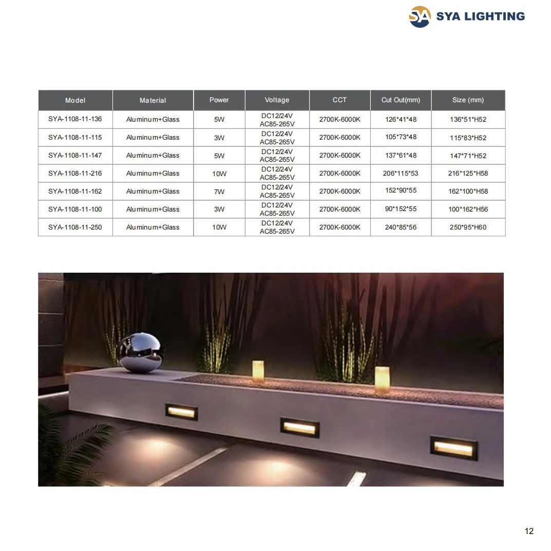 SYA-1108-11 3W 5W 7W 10W Hot Sell Product 12V Outdoor Step Lights Aluminum Stair Light For Home Exterior Stairs Lights